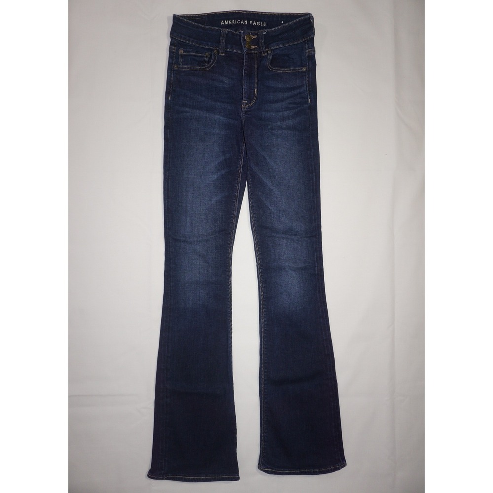 American Eagle 2 Long Dark Wash Hi-Rise Artist Flare Super Stretch Jeans